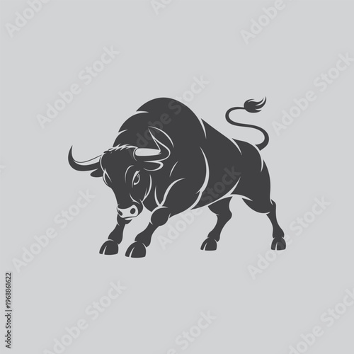 Dynamic bull illustration with the artwork emphasizes strength and determination