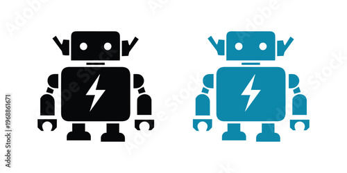 Robot icon set in solid glyph style. Bot vector symbols