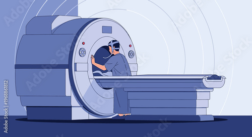 Medical Technician Adjusts MRI Scanner During Patient Scan