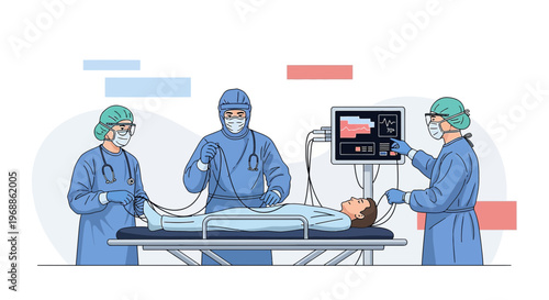 Medical Team Performing Surgery with Advanced Technology in Operating Room