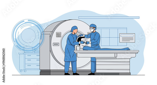 Medical Team Prepares Patient for CT Scan in Modern Diagnostic Imaging Room