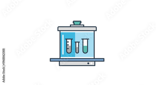 Laboratory equipment with test tubes on a shelf in a science lab setting for experiments and research