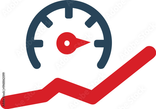 Supply Chain Disruption, Supply chain disruption concept with speedometer and rising red arrow indicating increased impact and urgency