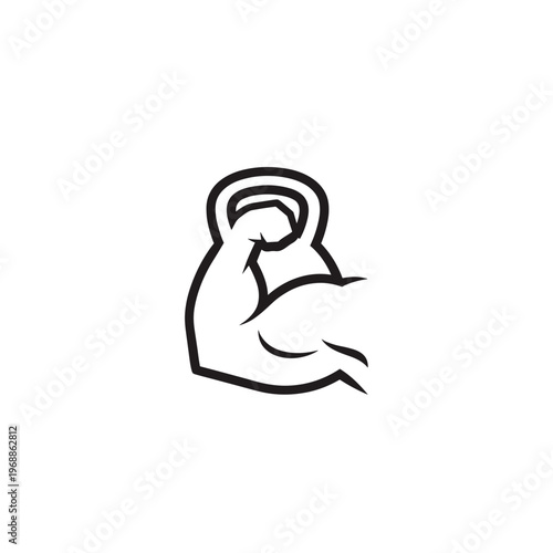 Arm holding kettlebell in flexed position.