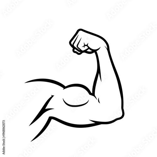 Bicep muscle flexed arm illustration.