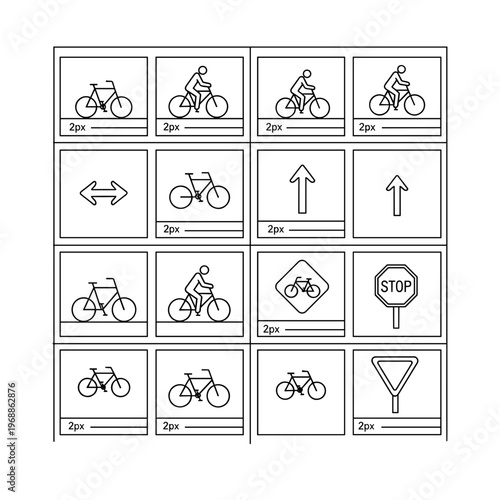 Bicycle traffic road sign symbols.
