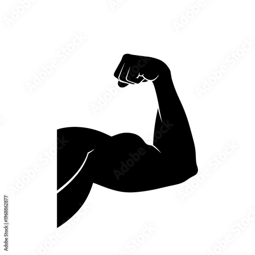 Bicep muscle flexed arm silhouette.