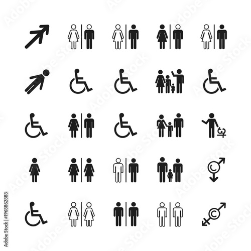 Black and white accessibility icons set.