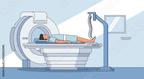 Patient undergoing MRI scan in a modern medical imaging facility, diagnostic technology