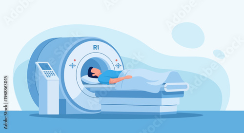 Patient undergoing MRI scan in a modern medical imaging facility.