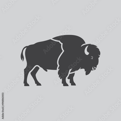 American bison silhouette with the image highlights the animal's distinct hump