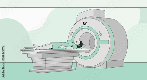 Patient undergoing MRI scan in a modern medical imaging facility