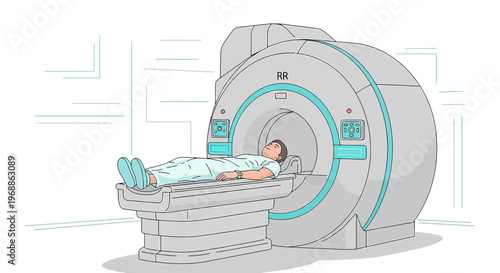 Patient undergoing MRI scan in a modern medical imaging facility