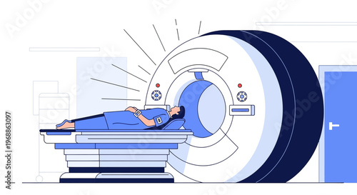 Patient undergoing MRI scan in a modern medical imaging facility