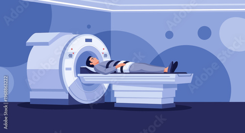 Patient undergoing MRI scan in a modern medical imaging clinic