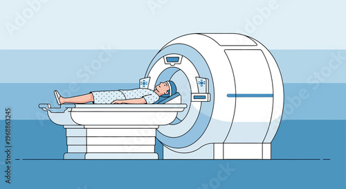 Patient undergoing MRI Scan in a modern medical imaging facility, diagnostic procedure