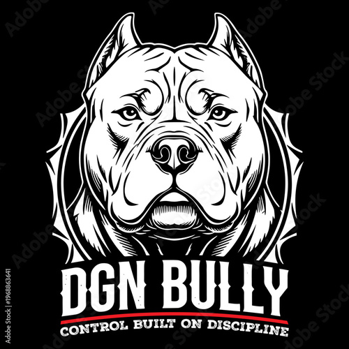 American Bully dog mascot logo with "DGN BULLY" text on black background.