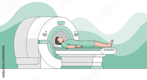 Patient undergoing MRI scan in a modern medical imaging center, healthcare technology concept