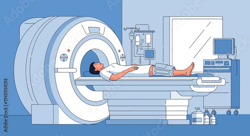 Patient undergoing MRI scan in a modern medical imaging center
