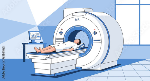 Patient undergoing MRI scan in a modern medical imaging center