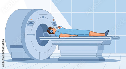 Patient undergoing MRI scan in a modern medical imaging center