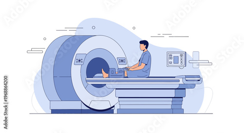 Patient undergoing MRI scan in a modern medical imaging center, diagnostic technology