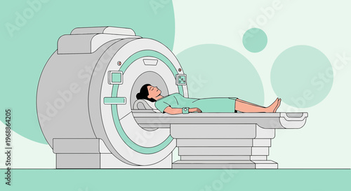 Patient undergoing MRI scan in a modern medical imaging center, diagnostic technology