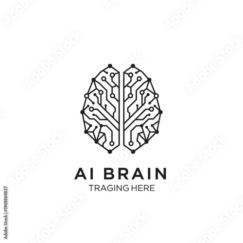 AI brain circuit technology logo design.