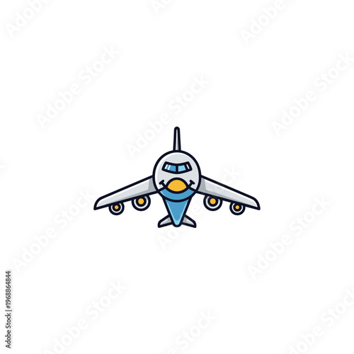 Airplane Cartoon Front View Illustration.