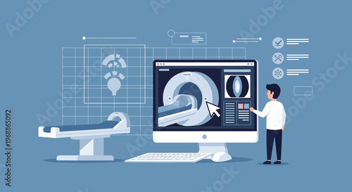 Medical Technology: MRI Scan, Digital Health, and Futuristic Healthcare Concept