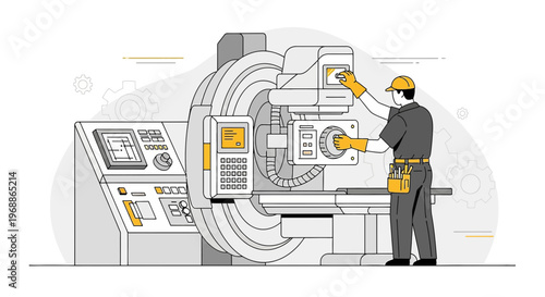 Medical Technician Operating Advanced CT Scanner Machine for Diagnostic Imaging