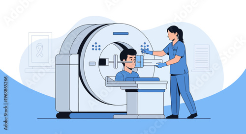 Medical Technician Operating CT Scanner for Patient Scan in Modern Clinic