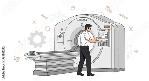 Medical Technician Operating CT Scanner Machine for Patient Diagnosis and Healthcare