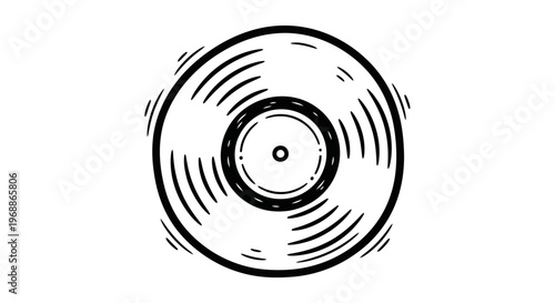 Vinyl record, black and white, illustration, vector graphic, music icon, vinyl disc