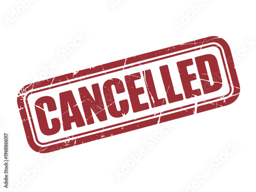 A red stamp with the word CANCELLED on a white background