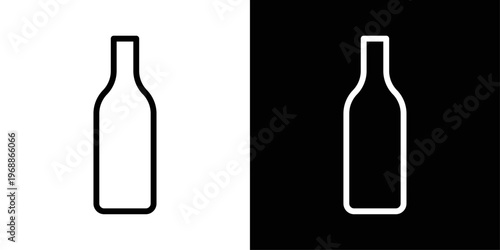 Wine bottle icon designed in black stroke and fill styles, isolated on a white background. Ideal for beverage, bar, and celebration concepts.