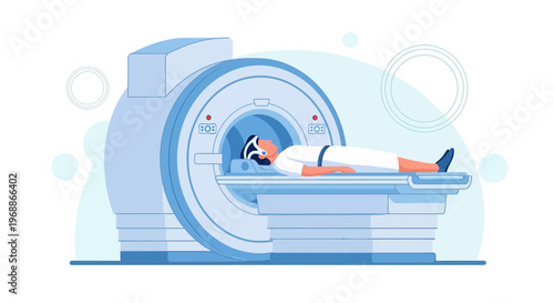Patient undergoing MRI scan in a modern medical imaging center, advanced technology in healthcare.