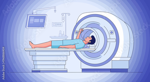 Patient undergoing MRI scan in a modern medical imaging center, advanced technology for diagnosis