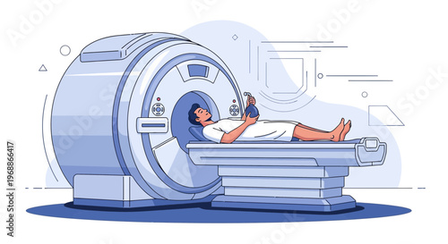 Patient undergoing MRI scan in a modern medical imaging center, advanced technology