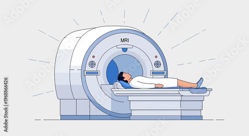 Patient undergoing MRI scan in a modern medical imaging center, advanced technology