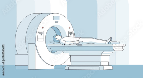 Patient undergoing MRI scan in a modern medical imaging center, close-up view