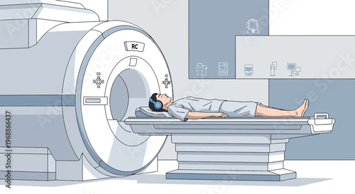 Patient undergoing MRI scan in a modern medical imaging center, close-up view