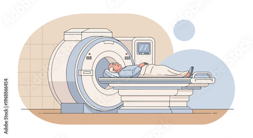 Patient undergoing MRI scan in a modern medical imaging center, close-up view