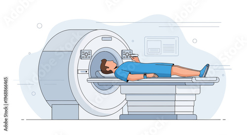 Patient undergoing MRI scan in a modern medical imaging center, diagnostic procedure