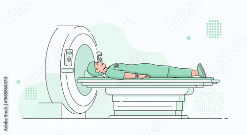 Patient undergoing MRI scan in a modern medical imaging center, diagnostic procedure