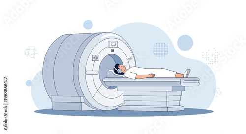 Patient undergoing MRI scan in a modern medical imaging center, diagnostic procedure