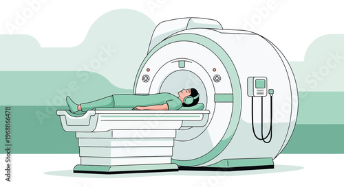 Patient undergoing MRI scan in a modern medical imaging center, diagnostic technology concept