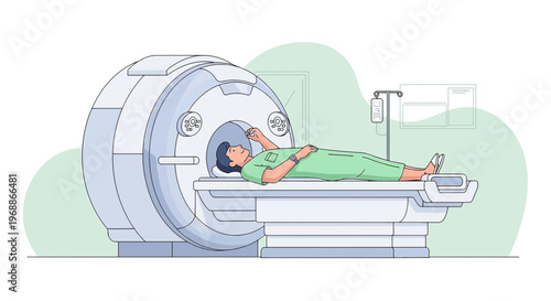 Patient undergoing MRI scan in a modern medical imaging center, diagnostic procedure