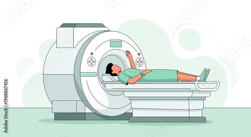 Patient undergoing MRI scan in a modern medical facility, diagnostic imaging technology