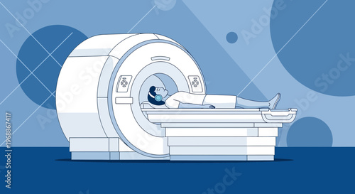 Patient undergoing MRI scan in a modern medical facility, diagnostic imaging technology